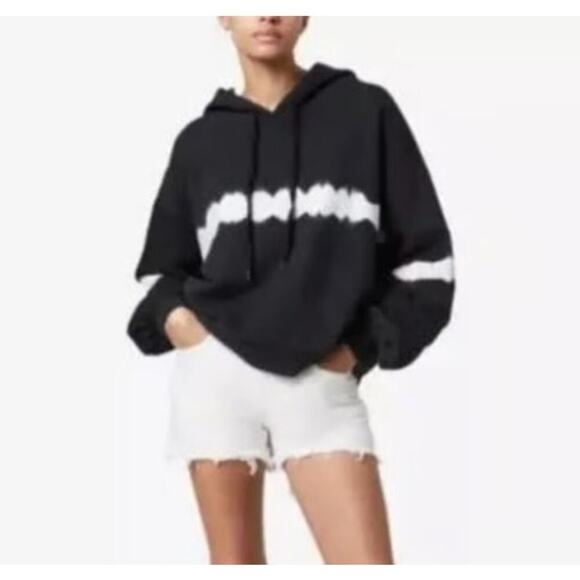 All Saints Rihan Women's Tye Dye Hoodie Black White Sz M Casual Y2K Lounge - Picture 1 of 10